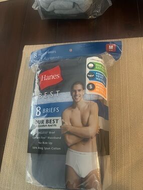 Hanes Men’s White Briefs Pack - White. 8 pair sealed pack blue and lite blue